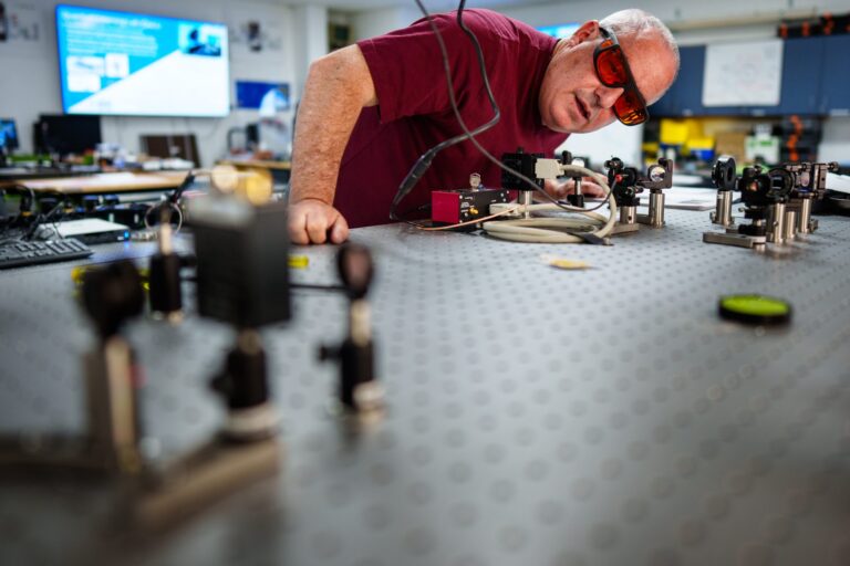 Student working in quantum lab