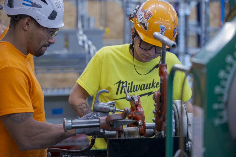 DJEATC apprentices working with heavy duty tools and equipment