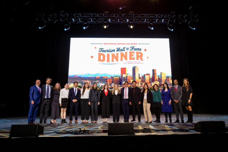 Group of people posing at the 26th Annual Denver and Colorado Tourism Hall of Fame Dinner