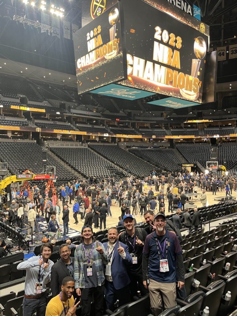Ian Fraire-Vasquez, IT Support Specialist at Kroenke Sports & Entertainment, supporting the 2023 NBA Championship game at Ball Arena.