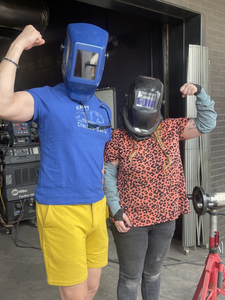 Ryan Warner (CPR News) and Hayli (Welding student at Emily Griffith Technical College)